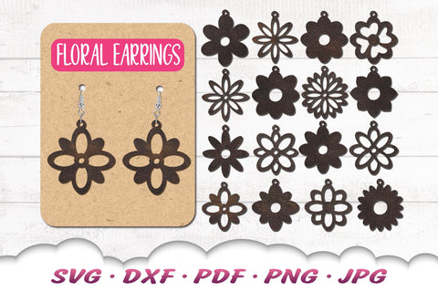 Flower Earrings SVG | Floral Earrings SVG Bundle SVG Cloud9Design 