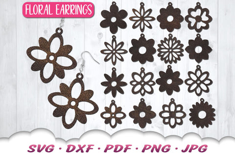 Flower Earrings SVG | Floral Earrings SVG Bundle SVG Cloud9Design 