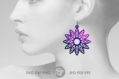 Flower earrings SVG, laser cut jewelry SVG Artisan Craft SVG 