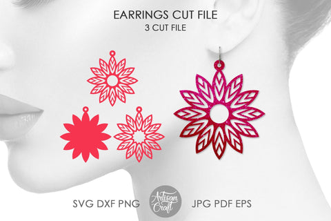 Flower earrings SVG, laser cut jewelry SVG Artisan Craft SVG 