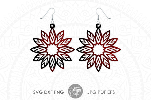 Flower earrings SVG, laser cut jewelry SVG Artisan Craft SVG 