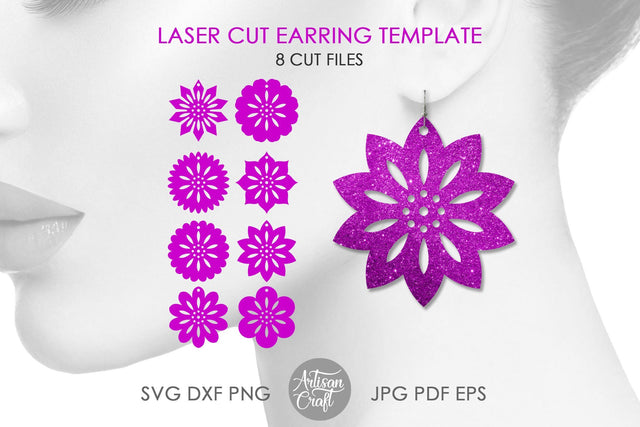 Flower earrings SVG, laser SVG files SVG Artisan Craft SVG 