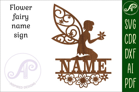 Flower Fairy Name Sign SVG Cut File SVG APInspireddesigns 