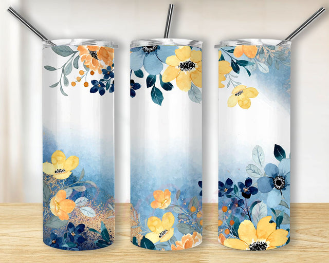 Flower, Floral Tumbler for Straight Tapered Tumbler PNG File Digital Download Sublimation BouDesign 