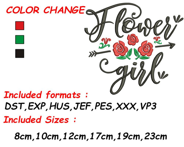 Flower Girl Gift, Flower Girl Embroidery, Flower Girl, Be My Flower Girl, Shirt Embroidery, Flower Girl Present Embroidery/Applique DESIGNS SVG Digital Designer 