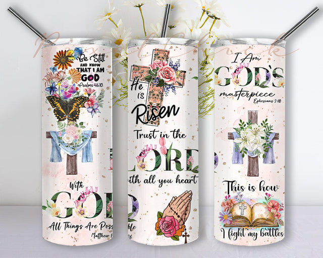Flower God 20oz Skinny Tumbler Design Sublimation, Christian Bible Verse Affirmations Sublimation Design, Bible Verse Tumbler Png, Digital Download Sublimation PixelChick 