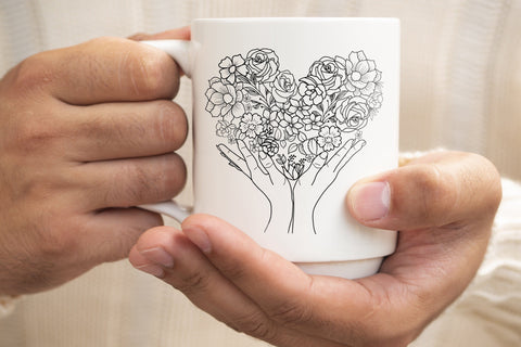 Flower Heart on Hand svg, Floral Heart SVG SmmrDesign 