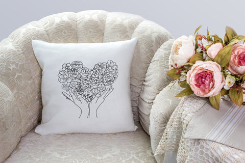 Flower Heart on Hand svg, Floral Heart SVG SmmrDesign 