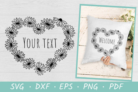 Flower heart SVG | Daisy SVG | Wildflower SVG Monogram Frame SVG Irina Ostapenko 