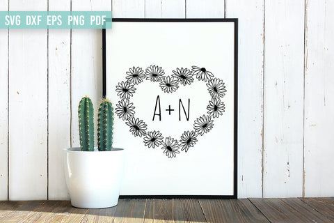 Flower heart SVG | Daisy SVG | Wildflower SVG Monogram Frame SVG Irina Ostapenko 