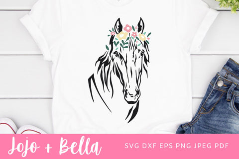 Flower Horse SVG, Floral Horse svg, Horse svg, Rustic svg, Farmhouse svg, summer svg, Animal Silhouette, flower SVG, shirt svg, Cut File SVG Jojo&Bella 