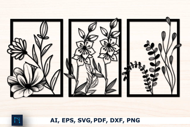 Flower in Frame Wall Decor SVG Lasercut Set SVG MD JOYNAL ABDIN 