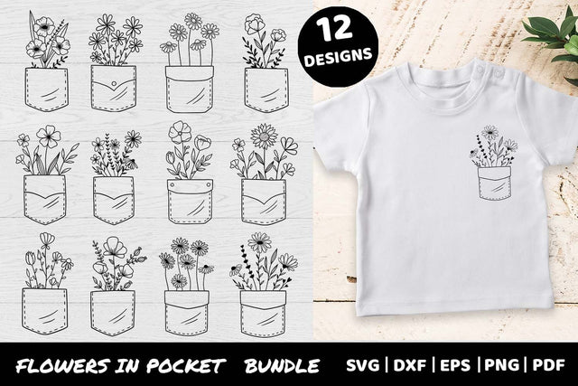 Flower in pocket SVG bundle | Bouquet flowers SVG SVG Irina Ostapenko 