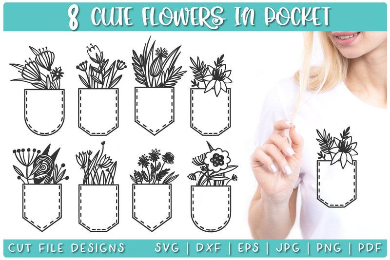 Flower in pocket SVG bundle | Bouquet flowers SVG SVG TatiStudio 