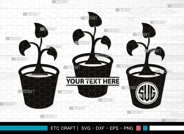 Flower In Pot Monogram, Flower In Pot Silhouette, Flower In Pot SVG, Flower Vase Svg, Pot Svg, Houseplant Svg, Gardening Svg, SB00497 SVG ETC Craft 