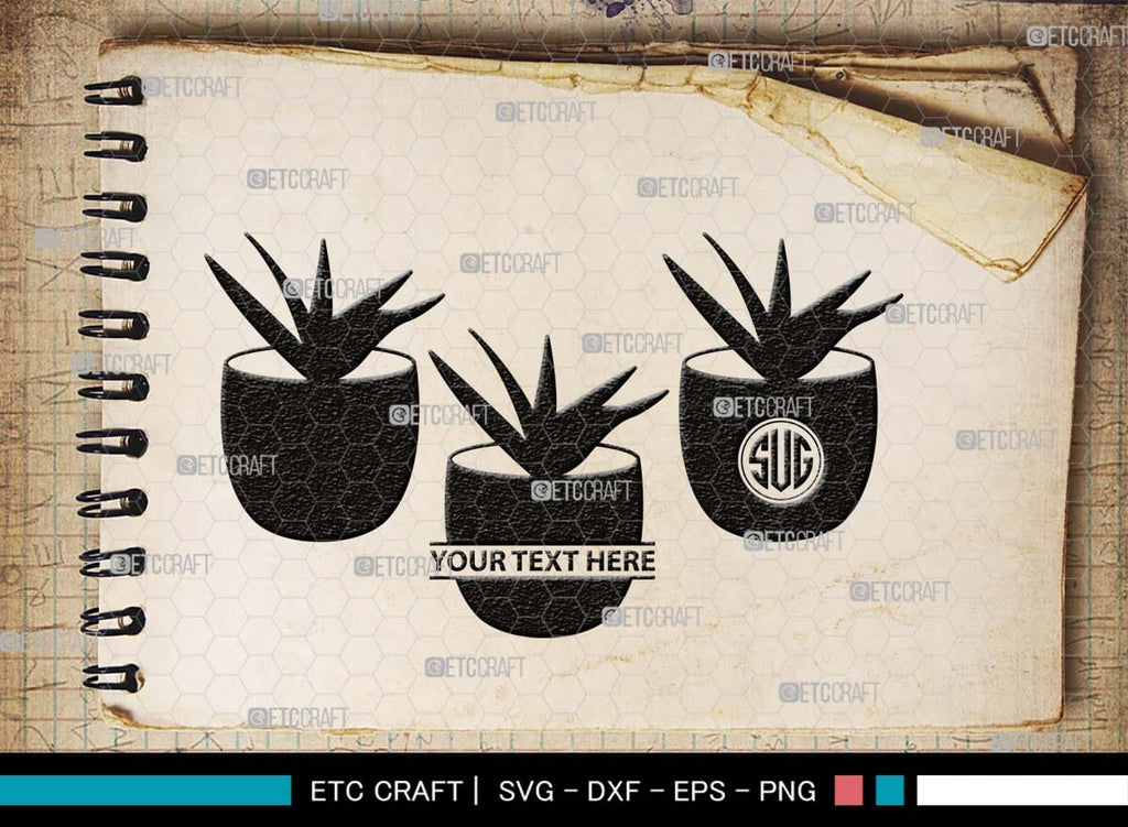Flower In Pot Monogram, Flower In Pot Silhouette, Flower In Pot SVG ...