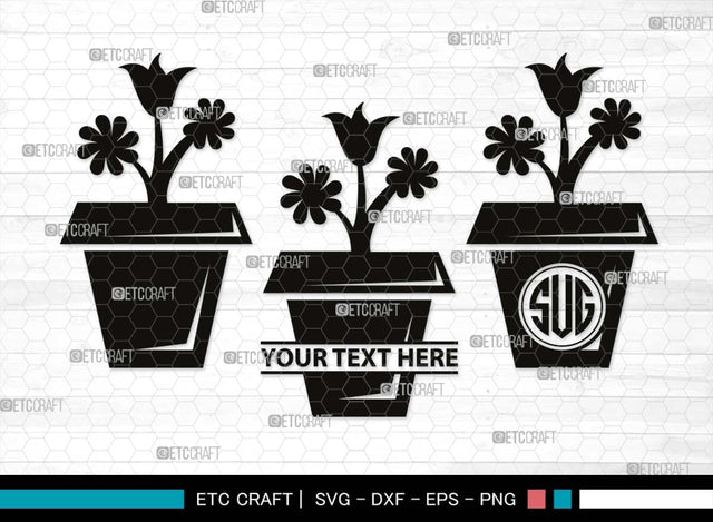 Flower In Pot Monogram, Flower In Pot Silhouette, Flower In Pot SVG, Flower Vase Svg, Pot Svg, Houseplant Svg, Gardening Svg, SB00497 SVG ETC Craft 