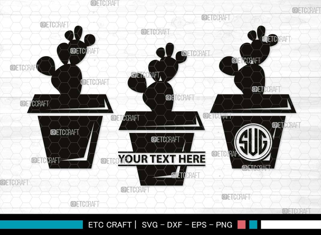 Flower In Pot Monogram, Flower In Pot Silhouette, Flower In Pot SVG ...
