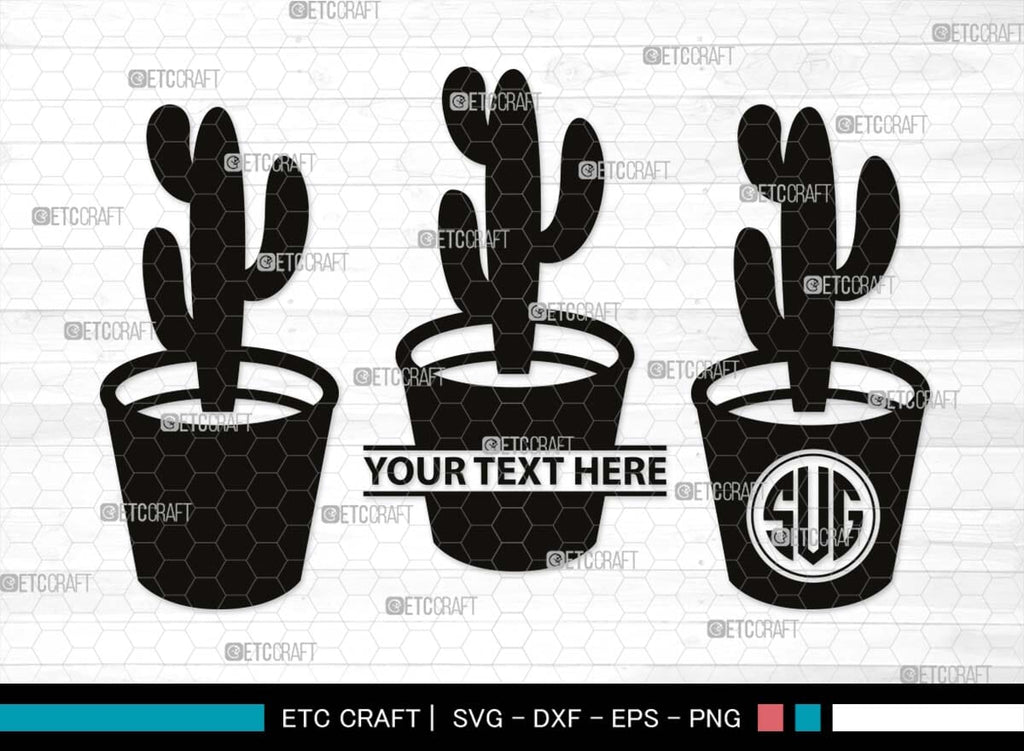 Flower In Pot Monogram, Flower In Pot Silhouette, Flower In Pot SVG ...