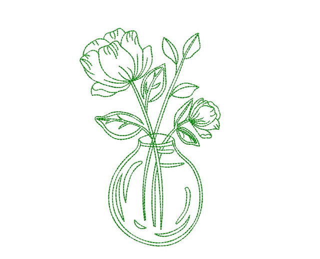 Flower in vase Machine Embroidery Design 4 Embroidery/Applique DESIGNS Canada Embroidery 