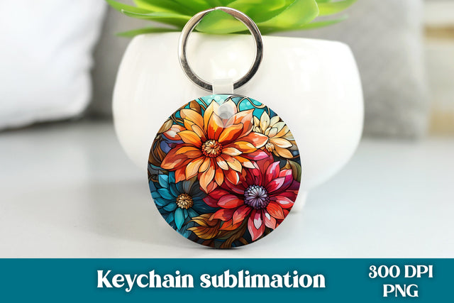 Flower keychain PNG design | Stained glass keychain Sublimation Svetana Studio 