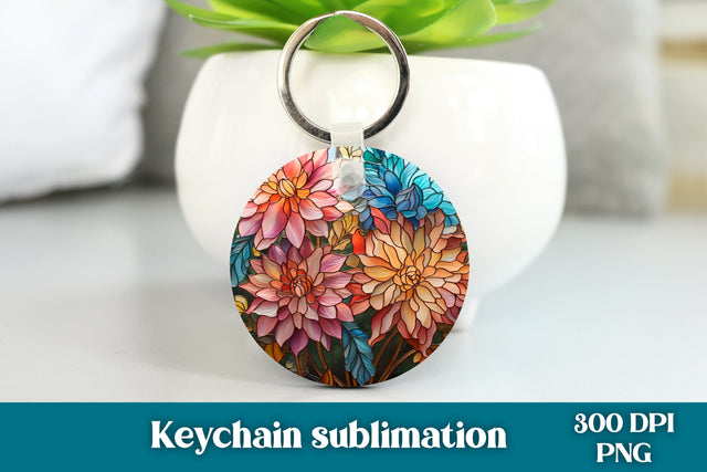 Flower keychain sublimation | Stained glass keychain Sublimation Svetana Studio 