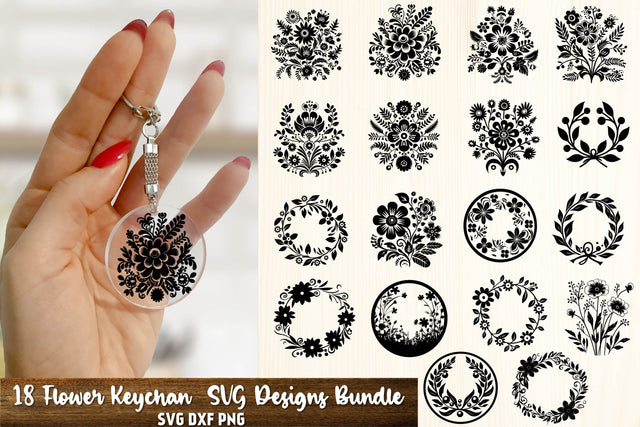 Flower Keychain SVG Bundle. Wildflower Botanical SVG. SVG Samaha Design 