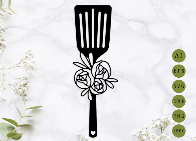 Flower kitchen spatula svg, Kitchen utensil with flowers svg, Home decor cut file SVG AnastasiyaArtDesign 