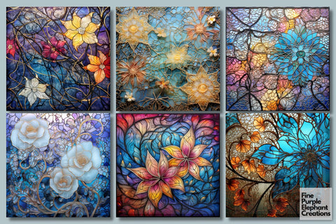 Flower Lace Stained Glass | Texture Sublimation Digital Pattern Fine Purple Elephant Creations 