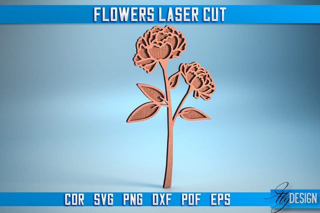 Flower Laser Cut SVG | Laser Flower SVG Design | CNC Files SVG Fly Design 