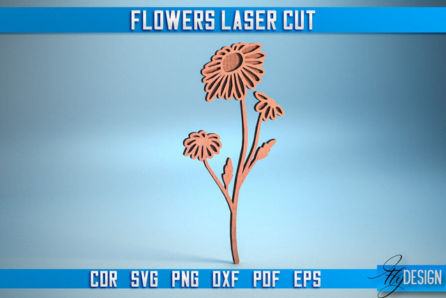 Flower Laser Cut SVG | Laser Flower SVG Design | CNC Files SVG Fly Design 