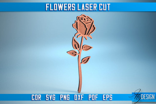 Flower Laser Cut SVG | Laser Flower SVG Design | CNC Files SVG Fly Design 