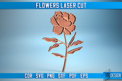 Flower Laser Cut SVG | Laser Flower SVG Design | CNC Files SVG Fly Design 