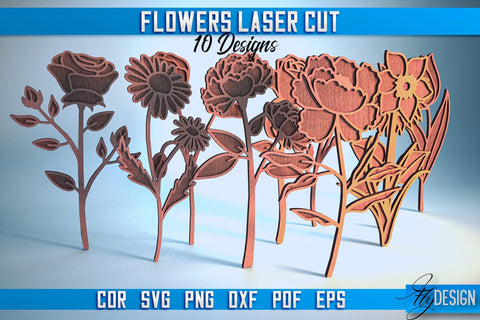 Flower Laser Cut SVG | Laser Flower SVG Design | CNC Files SVG Fly Design 