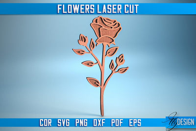 Flower Laser Cut SVG | Laser Flower SVG Design | CNC Files SVG Fly Design 
