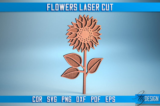Flower Laser Cut SVG | Laser Flower SVG Design | CNC Files SVG Fly Design 