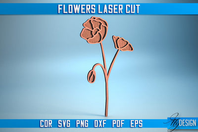 Flower Laser Cut SVG | Laser Flower SVG Design | CNC Files SVG Fly Design 