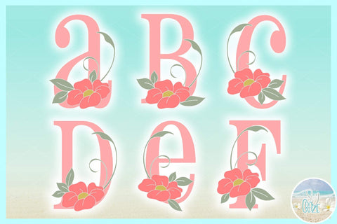 Flower Leaves Letter Full Alphabet Bundle SVG SVG Harbor Grace Designs 