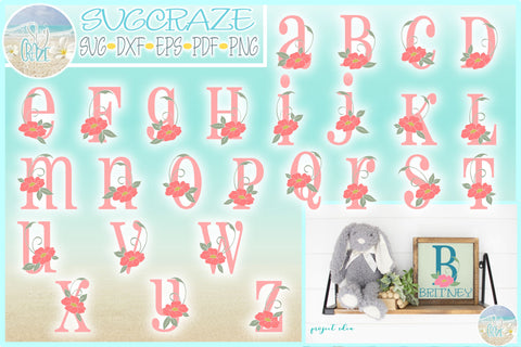 Flower Leaves Letter Full Alphabet Bundle SVG SVG Harbor Grace Designs 