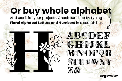 Flower Letter H SVG SVG SvgOcean 