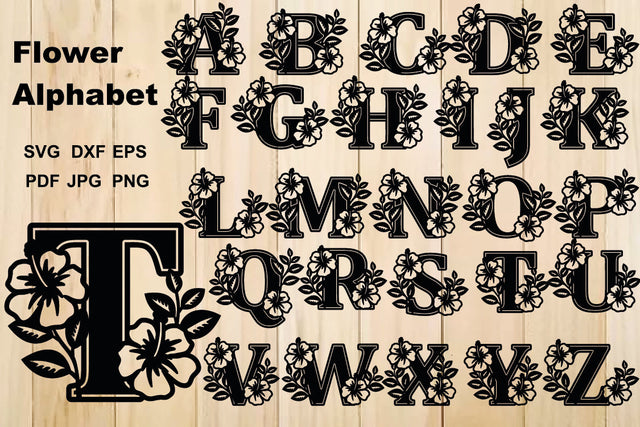 Flower Letters SVG, Floral Alphabet SVG Bundle SVG Yuliya 