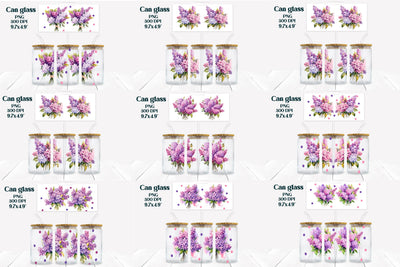 Flower libbey can glass sublimation | Lilac can glass bundle Sublimation Svetana Studio 