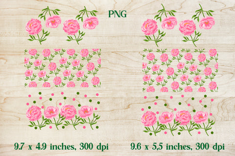 Flower libbey can glass sublimation | Peony cofee can design Sublimation Svetana Studio 