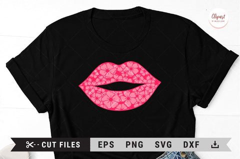 Flower lips SVG, PNG, EPS, DXF, Lips cut files for Cricut, Silhouette SVG ClipartMuchLove 