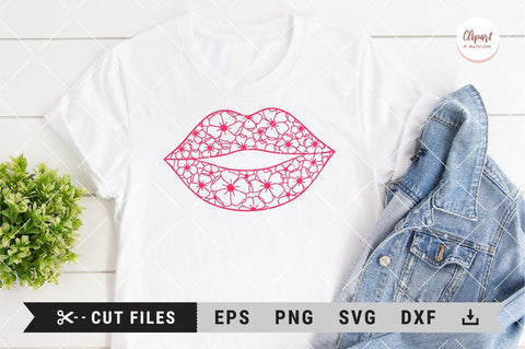Flower lips SVG, PNG, EPS, DXF, Lips cut files for Cricut, Silhouette SVG ClipartMuchLove 