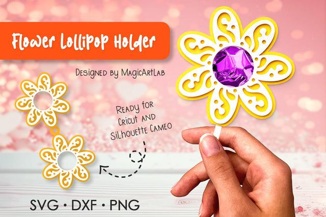Flower Lollipop Holder | Easter Lollipop holder SVG 3D Paper MagicArtLab 