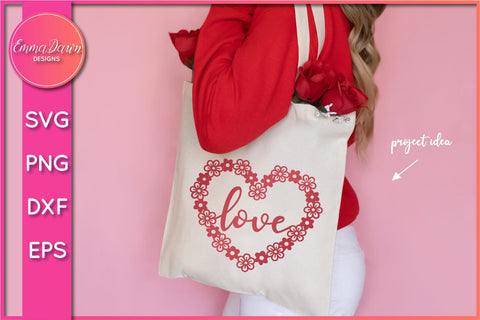 Flower Love Heart SVG Cut File SVG Emma Dawn Designs 