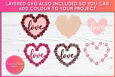 Flower Love Heart SVG Cut File SVG Emma Dawn Designs 