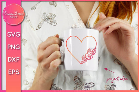 Flower Love Heart SVG SVG Emma Dawn Designs 