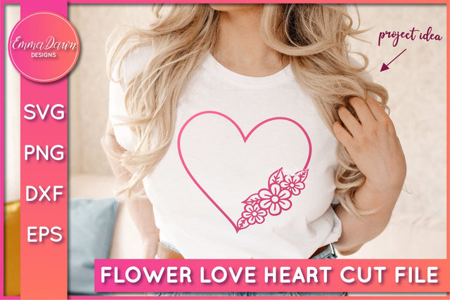 Flower Love Heart SVG SVG Emma Dawn Designs 